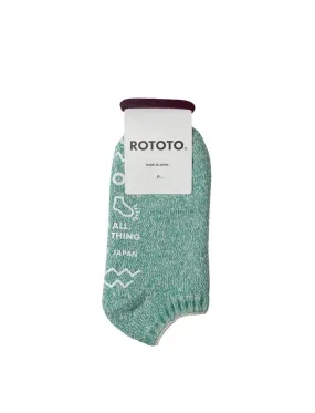 Rototo Recycled Cotton Pile Slipper Socks Ivory / Light Green