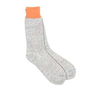 ROTOTO SILK & COTTON DOUBLE FACE SOCKS L.ORANGE / L.GRAY