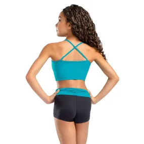 So Danca Emerald Green Cross Strapped Nika Dance Top