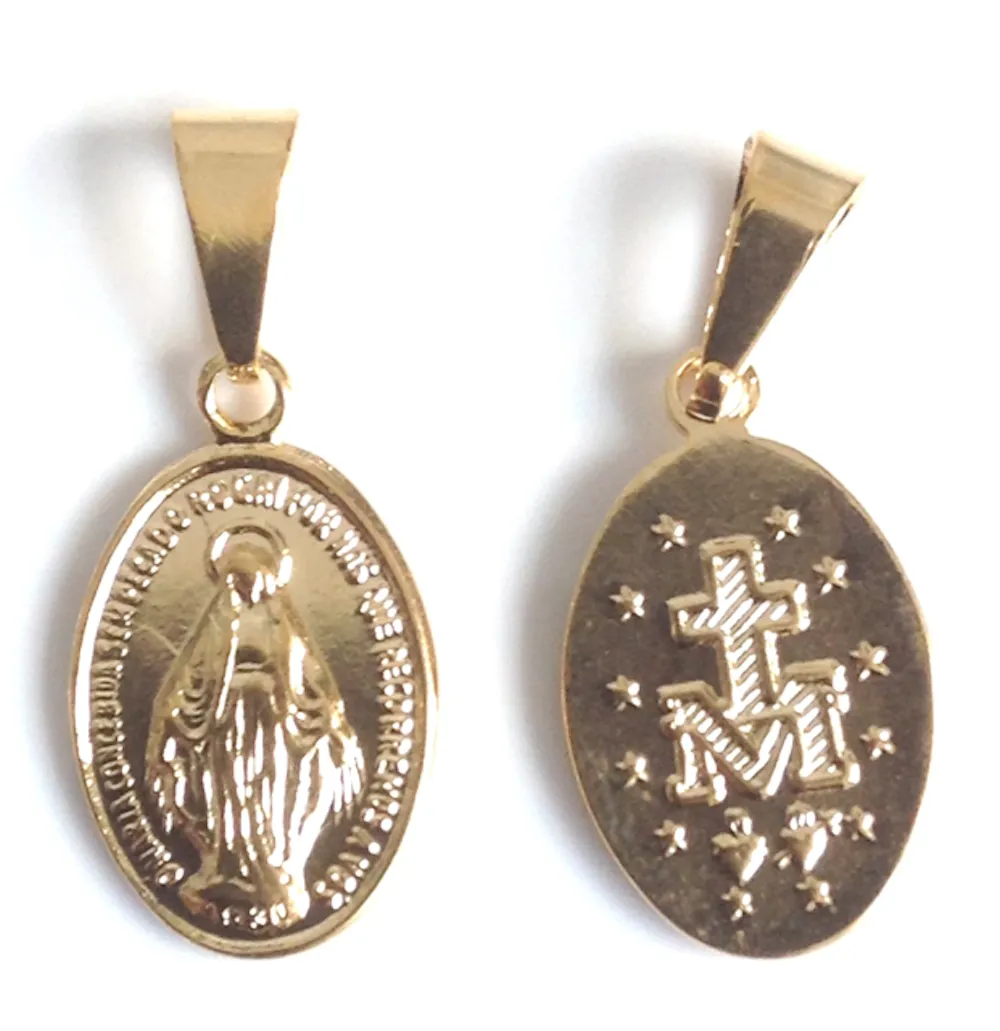 Tiny Gold Miraculous Medal Necklace for Women