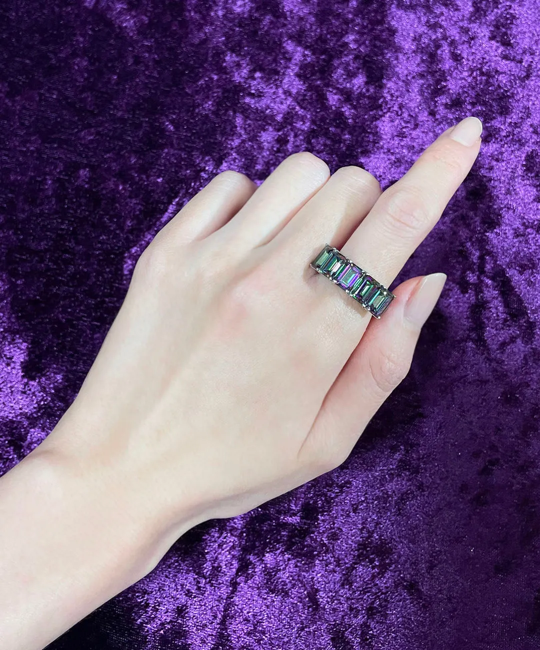 【USA輸入】ヴィンテージ スターリングシルバー パープル グリーン ビジュー リング/Vintage Sterling Purple Green Bijou Ring