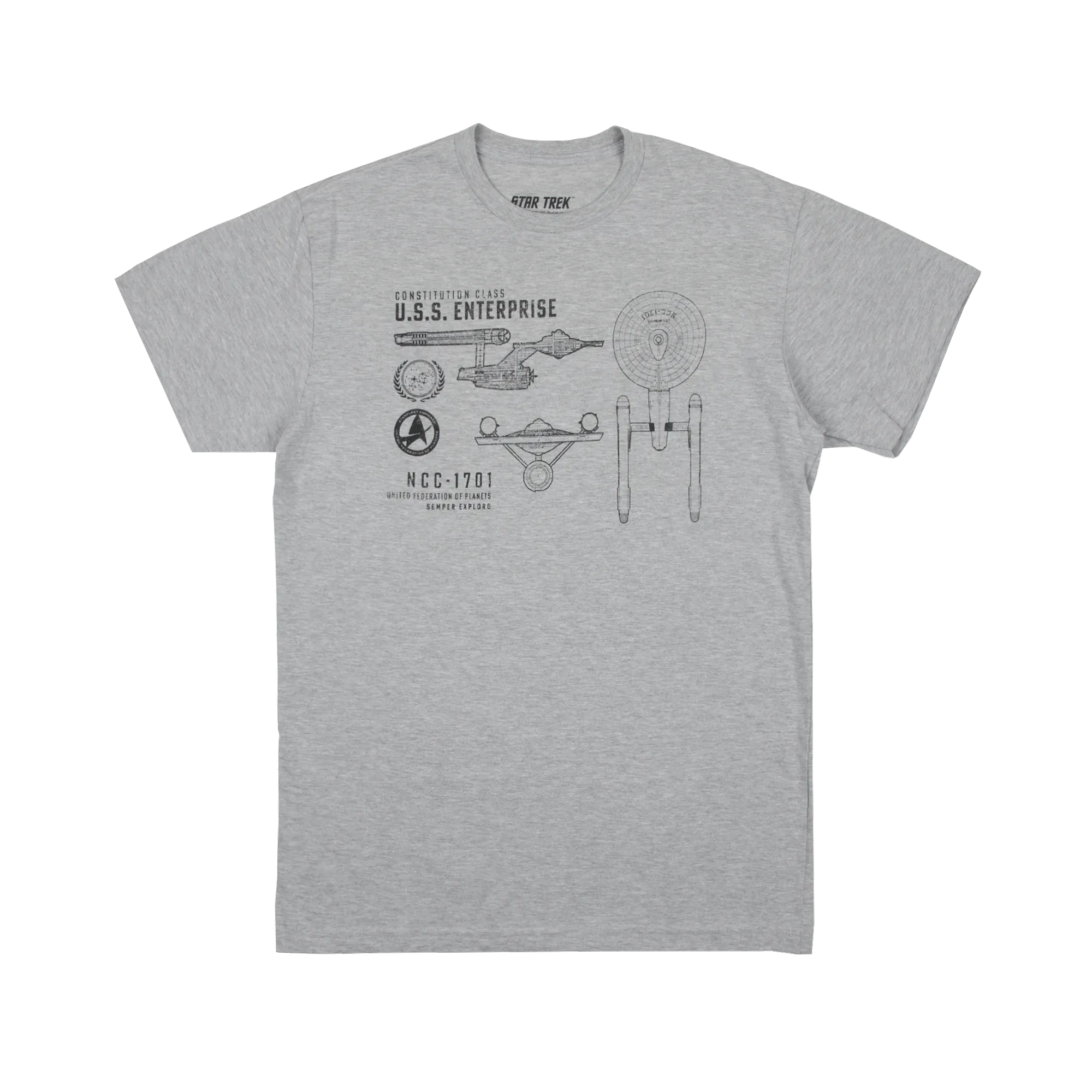 USS Enterprise NCC-1701 UFC Diagram Grey Tee