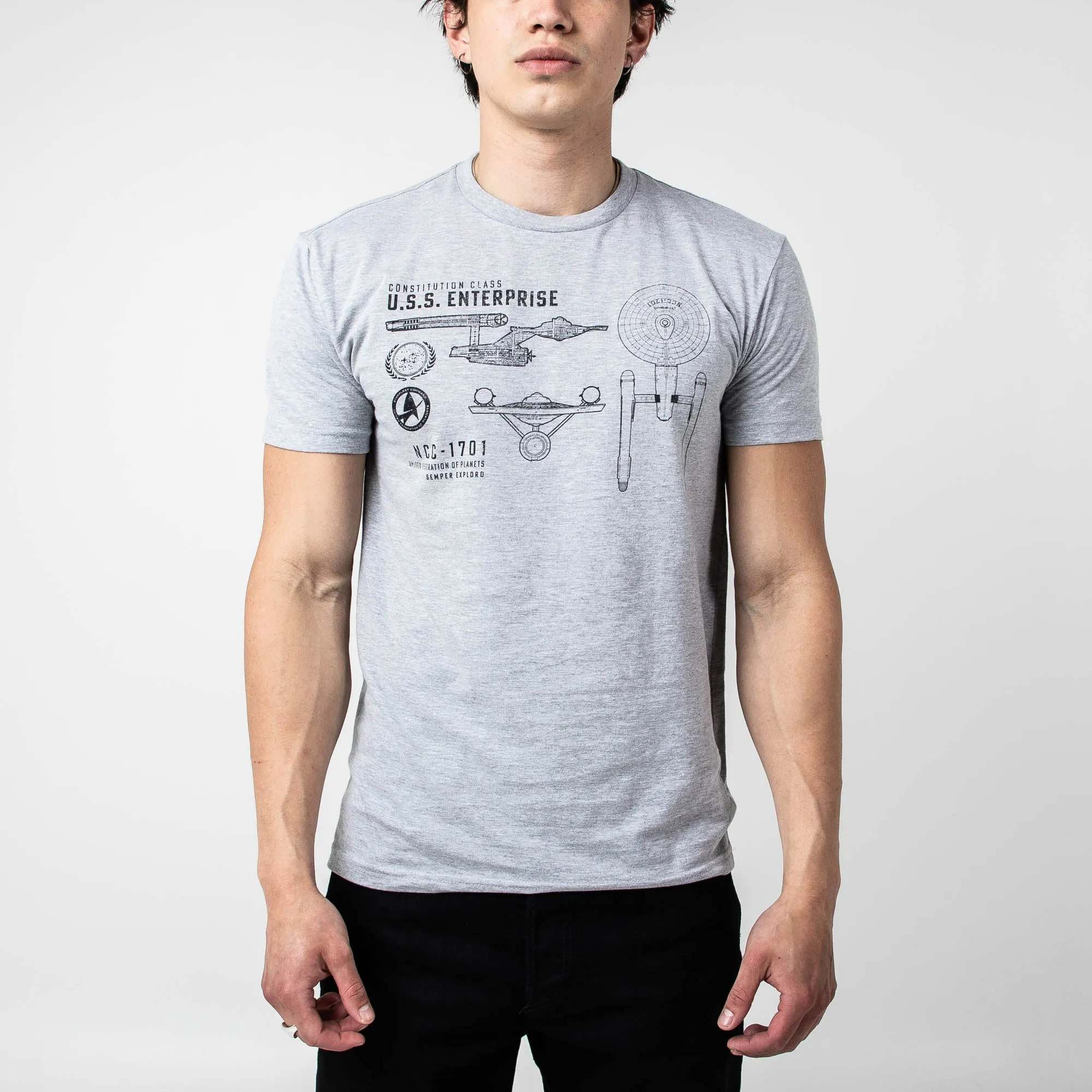 USS Enterprise NCC-1701 UFC Diagram Grey Tee