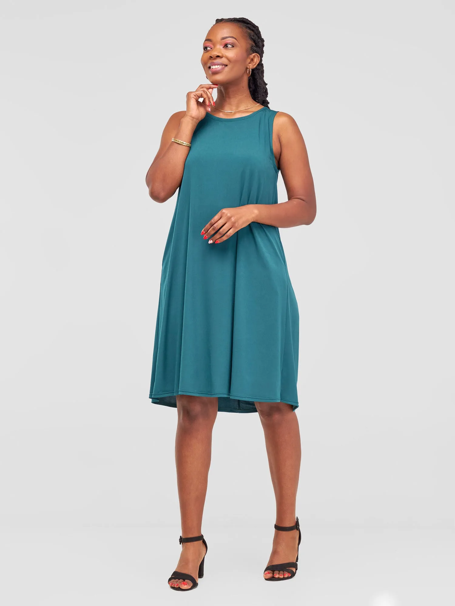 Vivo Amara Back Pleat Dress - Green