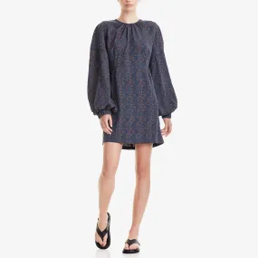 W BALLOON SLEEVE DRESS BLUE FLORAL