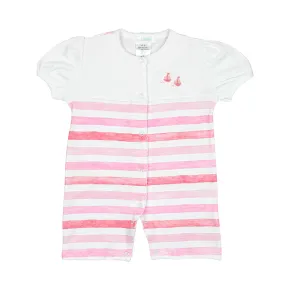 Watercolor Lines Embroidery and Printed Romper |  Baby Girl