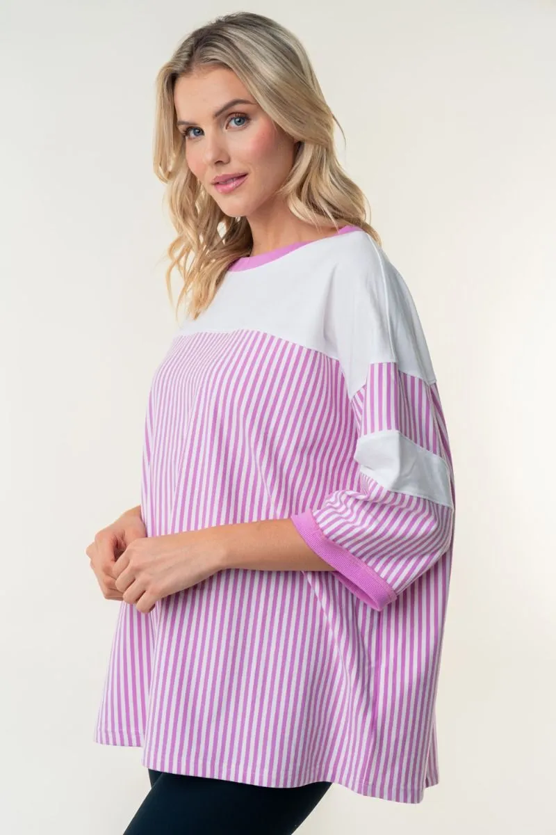 White Birch Pink Striped Knit Top PREORDER