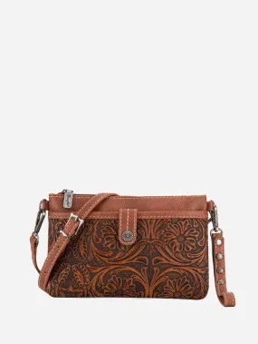 Wrangler Handbag Vintage Floral Tooled Crossbody