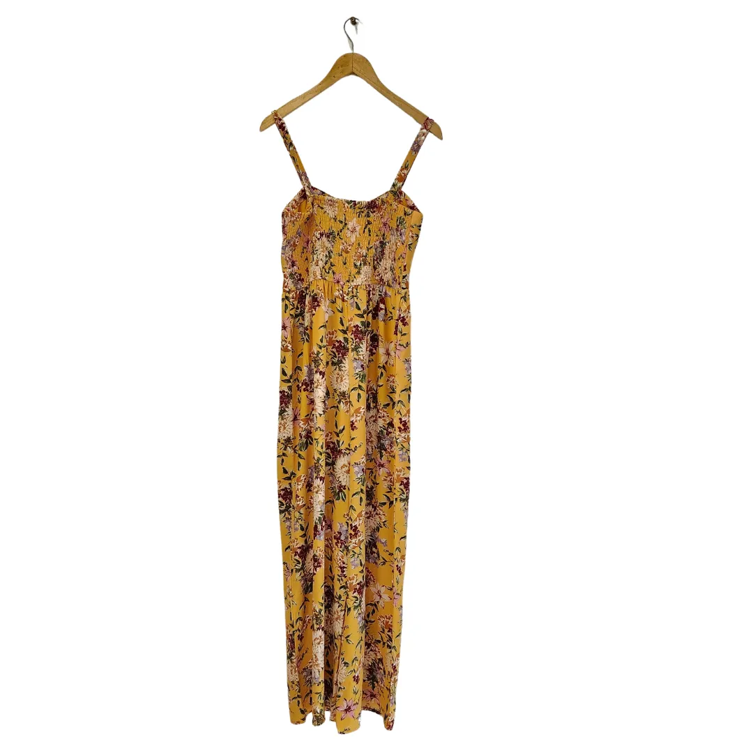 Xhileration Mustard Printed Sleeveless Jumpsuit | Pre Loved |