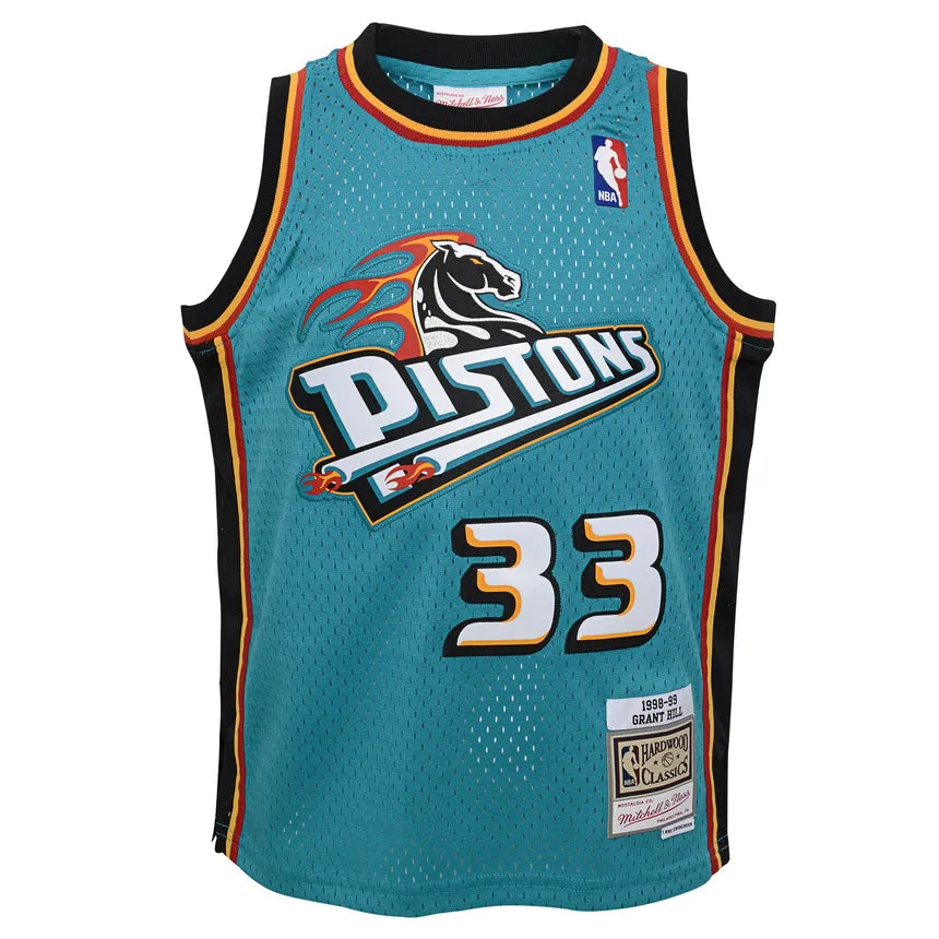 Youth Detroit Pistons Grant Hill Mitchell & Ness Teal 1998-99 Hardwood Classics Swingman Jersey